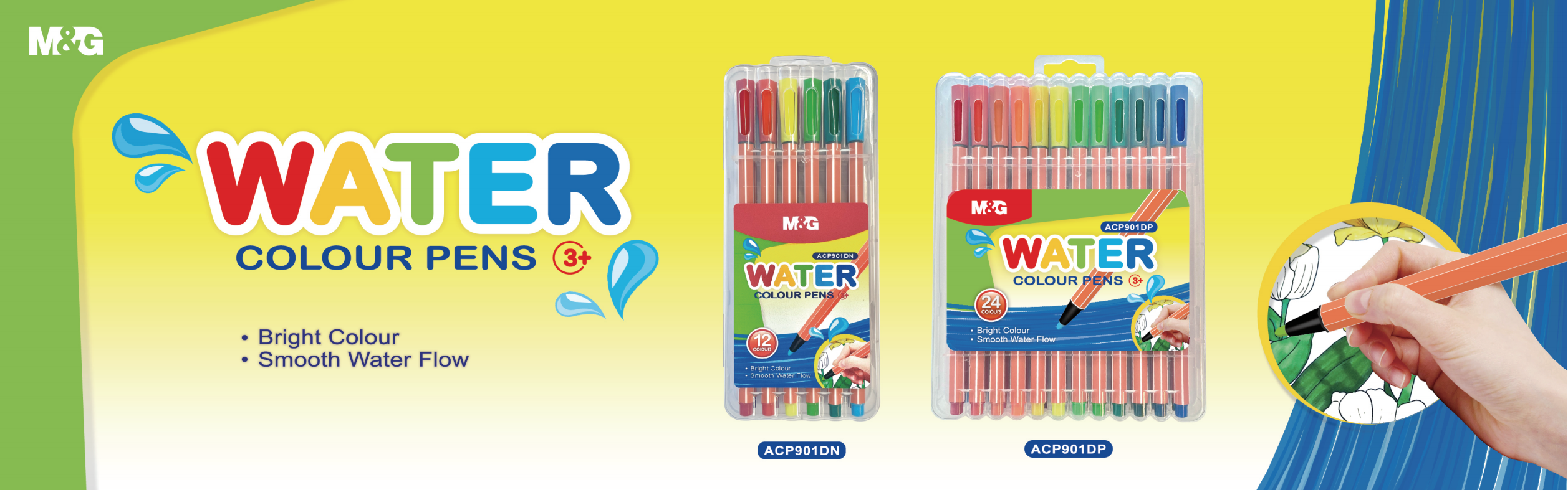 MARCADORES M&amp;G FINOS ESTUCHE PLASTICO X 12