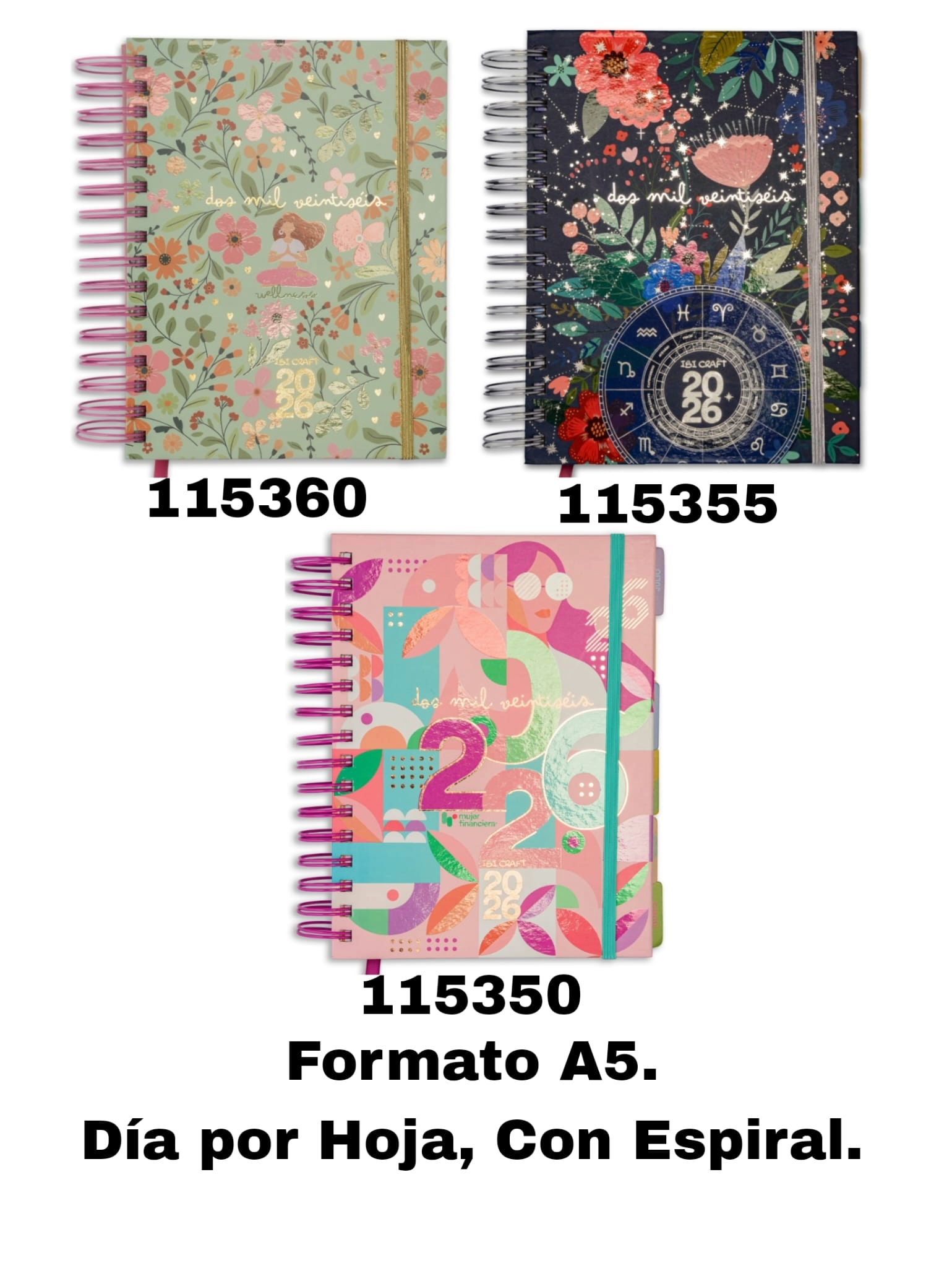 AGENDA IBICRAFT BIENESTAR DIA X HOJA CON ESPIRAL 14.5 X 21 CM.