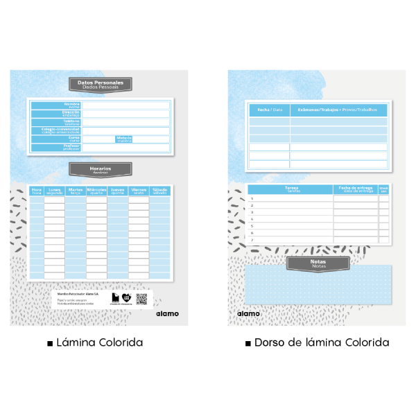 CUADERNOLA ALAMO GOFRADO PASTEL TAPA DURA 200 HOJAS 19 X 27CM.