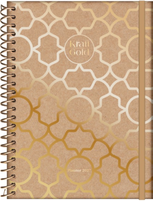 AGENDA JANDAIA KRAFT GOLD SEMANAL CON ESPIRAL 17x24 CM.