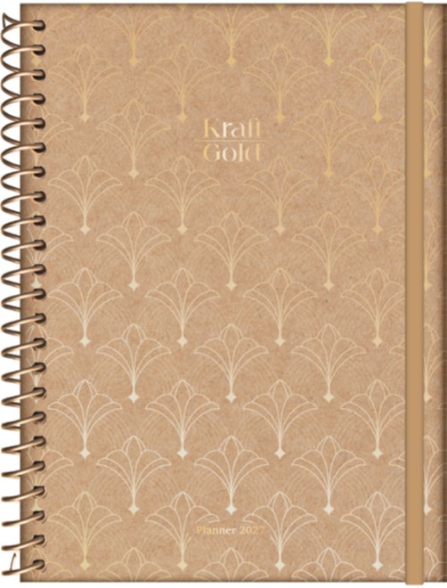 AGENDA JANDAIA KRAFT GOLD SEMANAL CON ESPIRAL 17x24 CM.