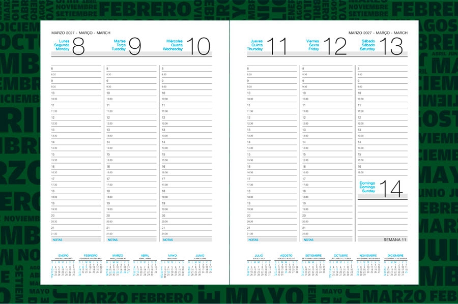 AGENDA ABZ CLASSIC SEMANAL C/ESQUINEROS Nº 211C 13 X 19 CM.