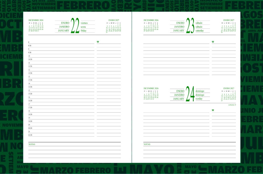 AGENDA ABZ GIORNATA DIARIA Nº 262 16 X 22 CM.