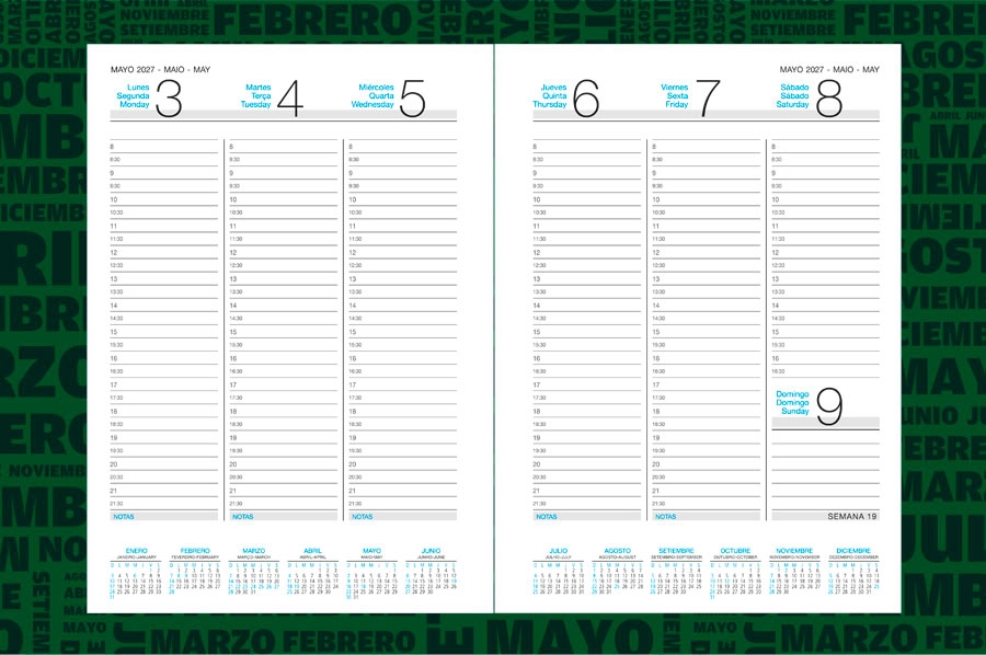 AGENDA ABZ SCALA SEMANAL C/ESQUINEROS Nº 244 19 X 26 CM.