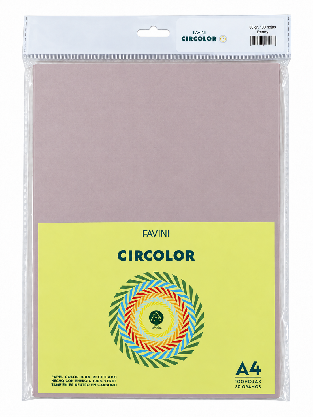 PAPEL A4 COLOR RECICLADO FAVINI X 100 HOJAS