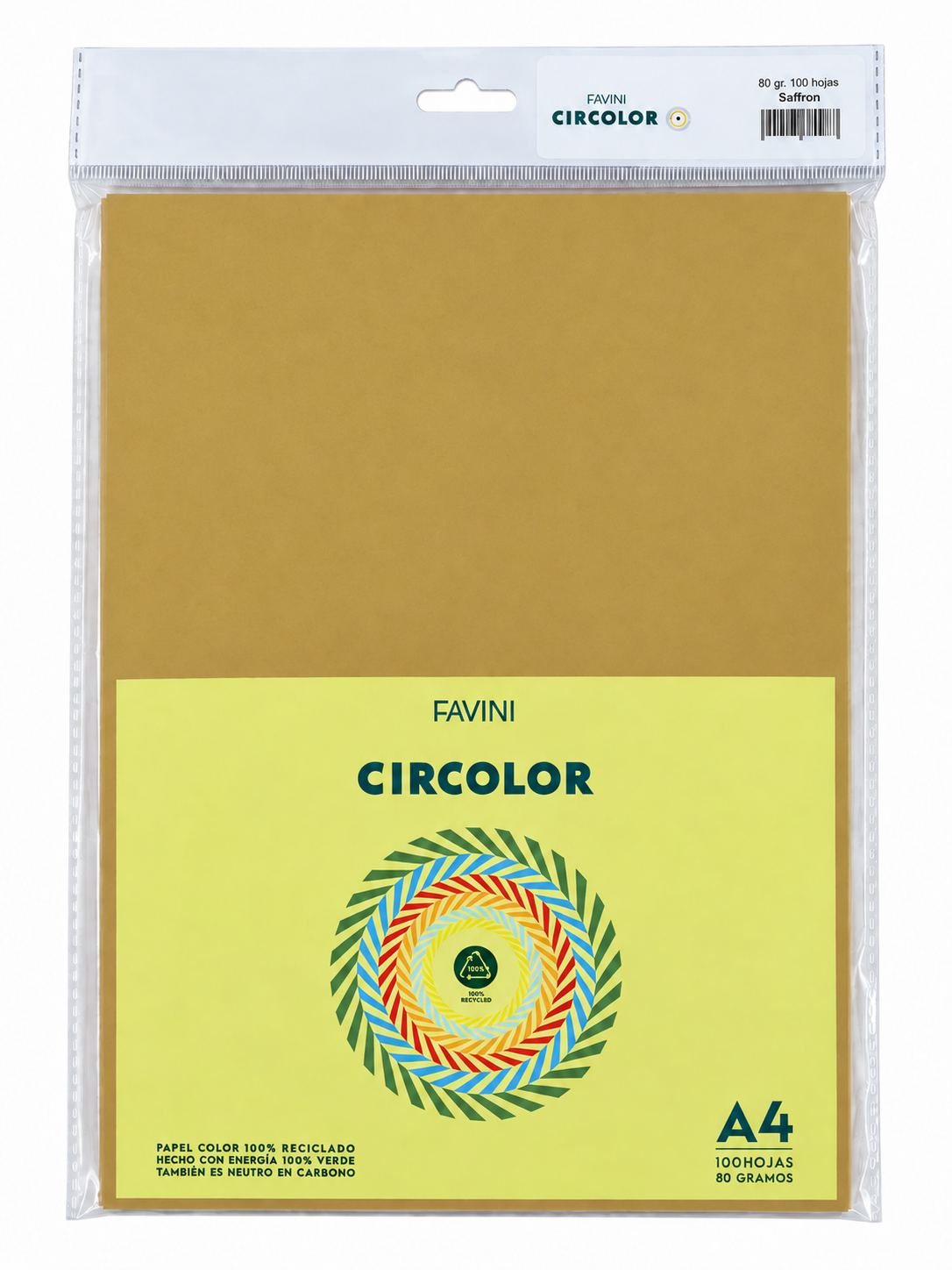 PAPEL A4 COLOR RECICLADO FAVINI X 100 HOJAS