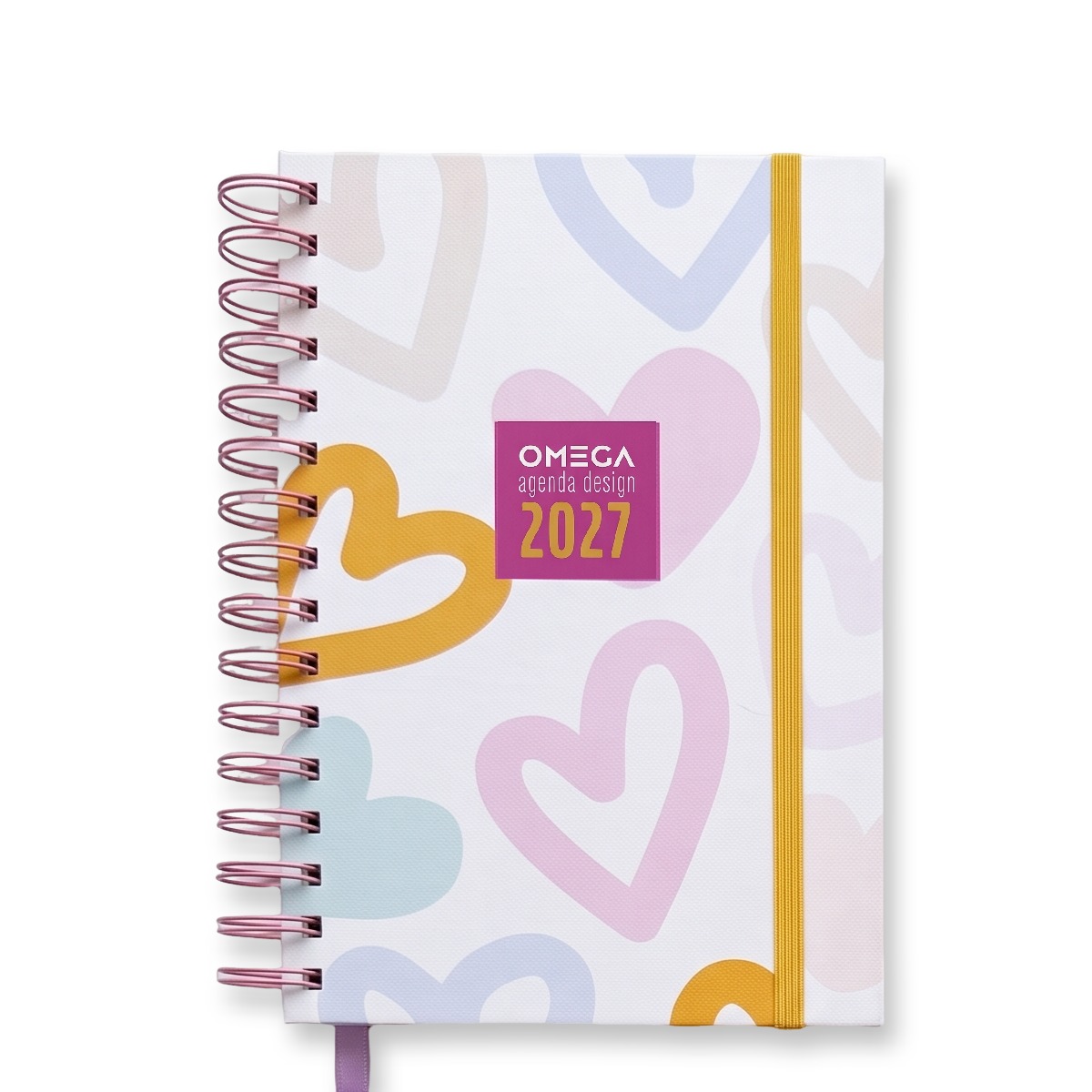 AGENDA OMEGA Nº 40 DIA X HOJA TAPA COLOR CON ESPIRAL 14.5 X 21 CM.