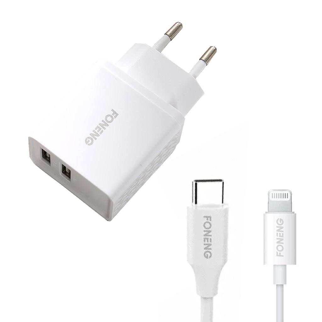 CARGADOR FONENG PARA IPHONE 2 PUERTOS USB 