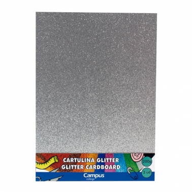 CARTULINA CAMPUS CON BRILLANTINA A4 X 3 HOJAS