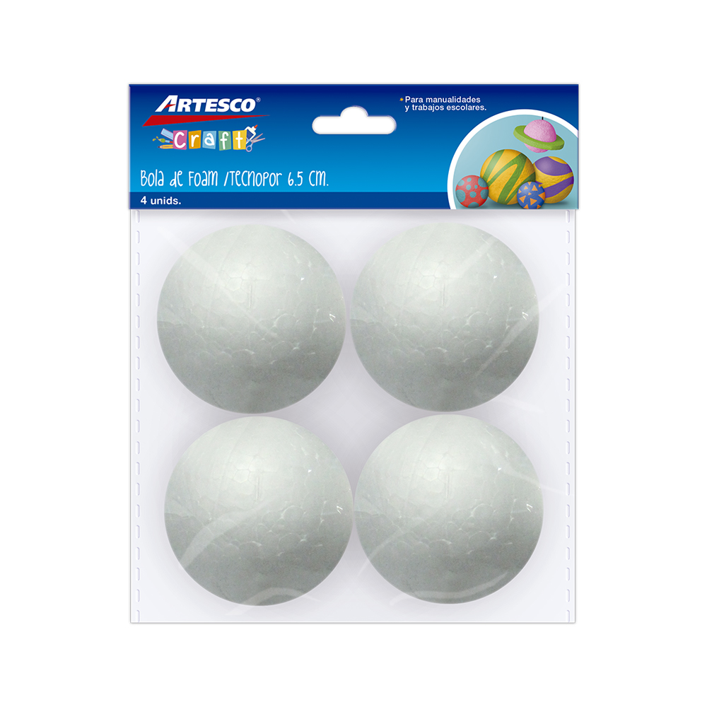 ESFERA DE ESPUMA PLAST 6.5CM X 4 UNIDADES