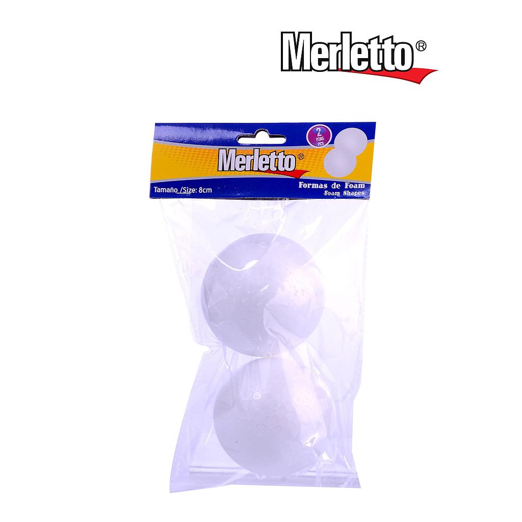 ESFERA DE TERGOPOL MERLETTO 8CM. X 2 UNIDADES