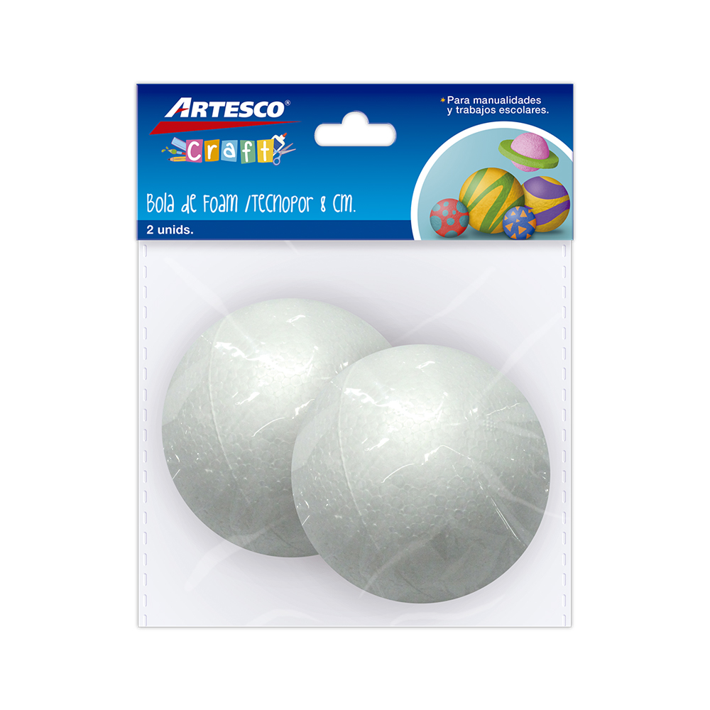 ESFERA DE ESPUMA PLAST 8CM. X 2 UNIDADES 