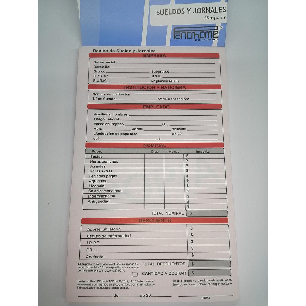 RECIBO DE SUELDO Nº 1015