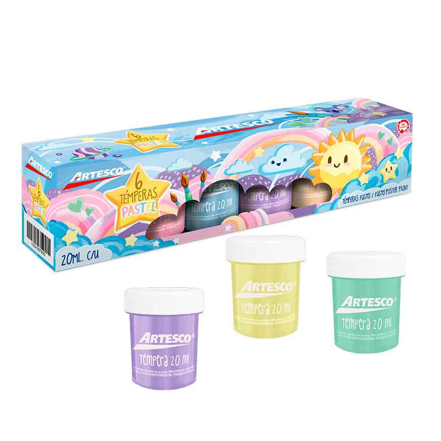 TEMPERA ARTESCO PASTEL 20ML. X 6 COLORES  