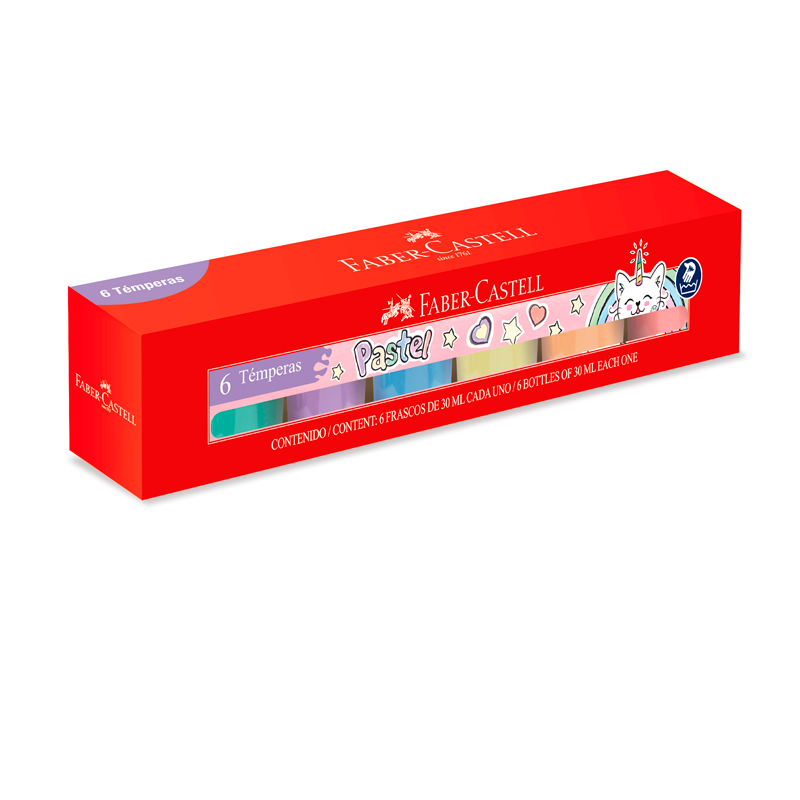 TEMPERA FABER PASTEL X 6 COLORES