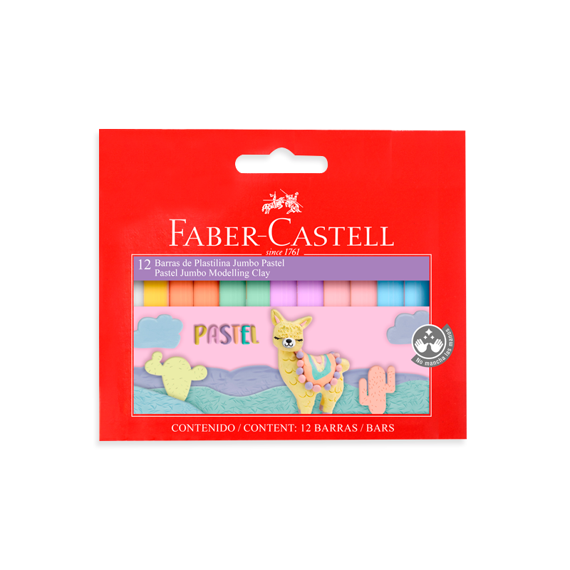 PLASTICINA FABER JUMBO XLPASTEL X 12 COLORES