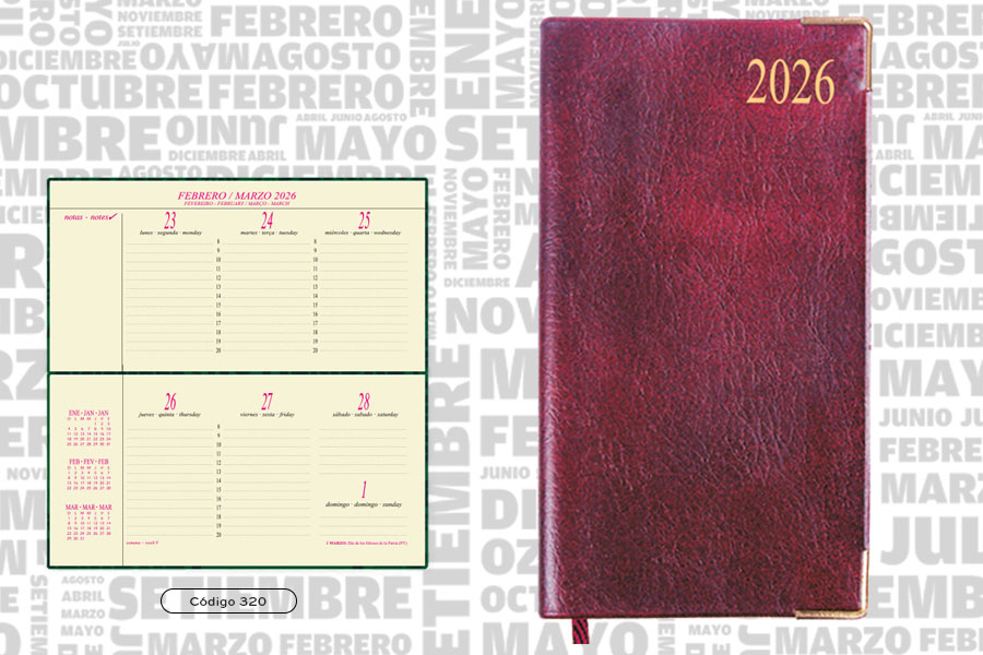AGENDA ABZ SEMANAL APAISADA Nº 320 8 X 17 CM.