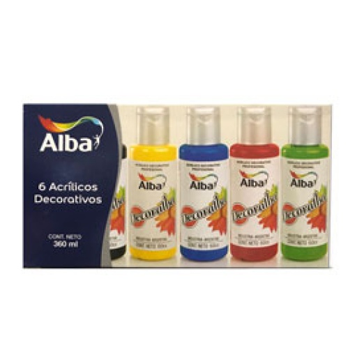 PINTURA ACRILICA ALBA X 6 COLORES