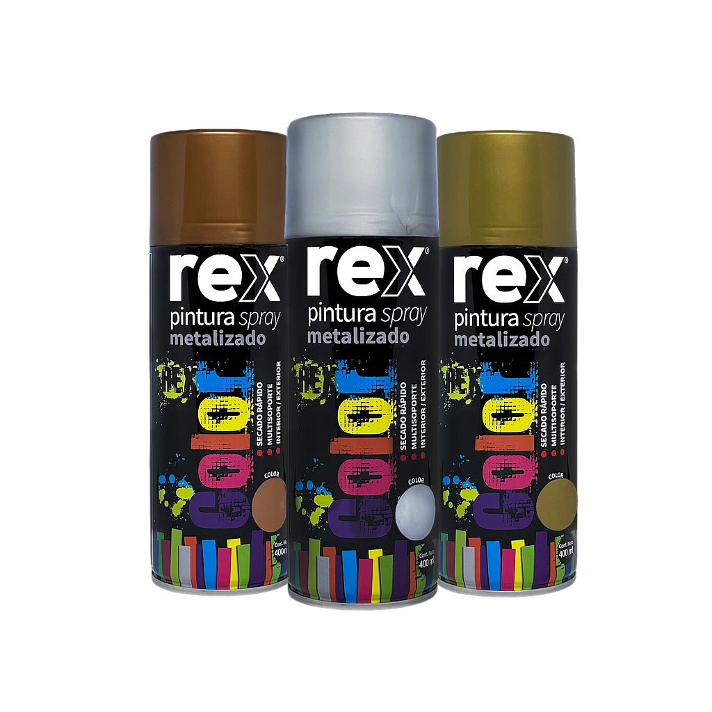 PINTURA EN SPRAY ACRILICA METALIZADA REX 400ML.