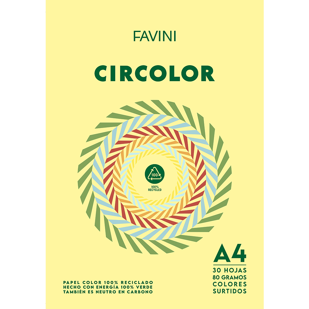 BLOCK CIRCOLOR A4 RECICLADO 80GR. X 30 HOJAS