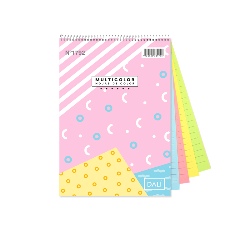 BLOCK C/ ESPIRAL MULTICOLOR RAYADO DL A5 60H.