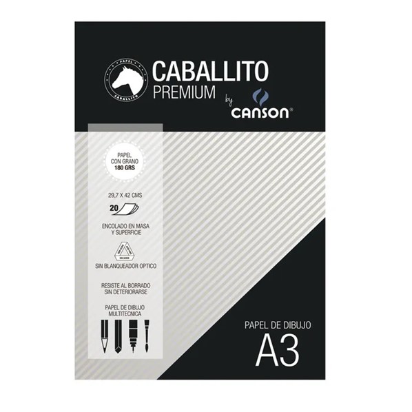 BLOCK CABALLITO TEXTURADO A3 180 GR. 20H.