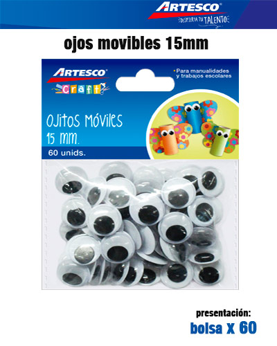 OJITOS MOVILES ARTESCO 15MM X 60 UNIDADES