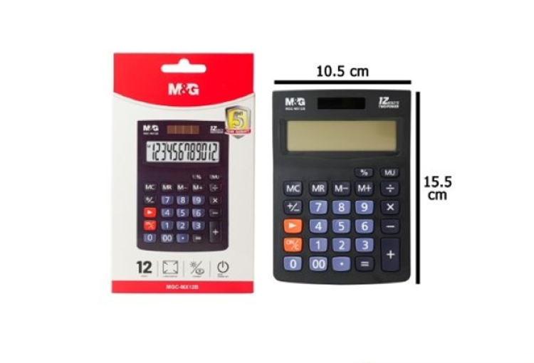 CALCULADORA M&amp;G 12 DIGITOS 10 X 15 CM.