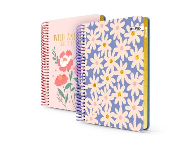 CUADERNO MOOVING GARDEN TAPA DURA 14 X 21 CM. 96 HOJAS