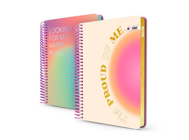 CUADERNO MOOVING PASTEL TAPA DURA 14 X 21 CM. 96 HOJAS