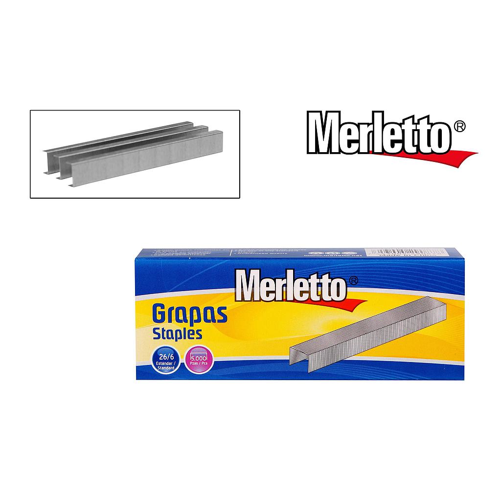 BROCHES PARA ENGRAMPADORA 26/6 MERLETTO X 5000