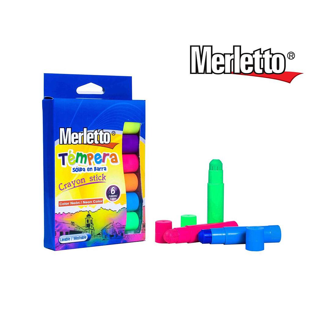 TEMPERA EN BARRA MERLETTO NEON X 6 COLORES