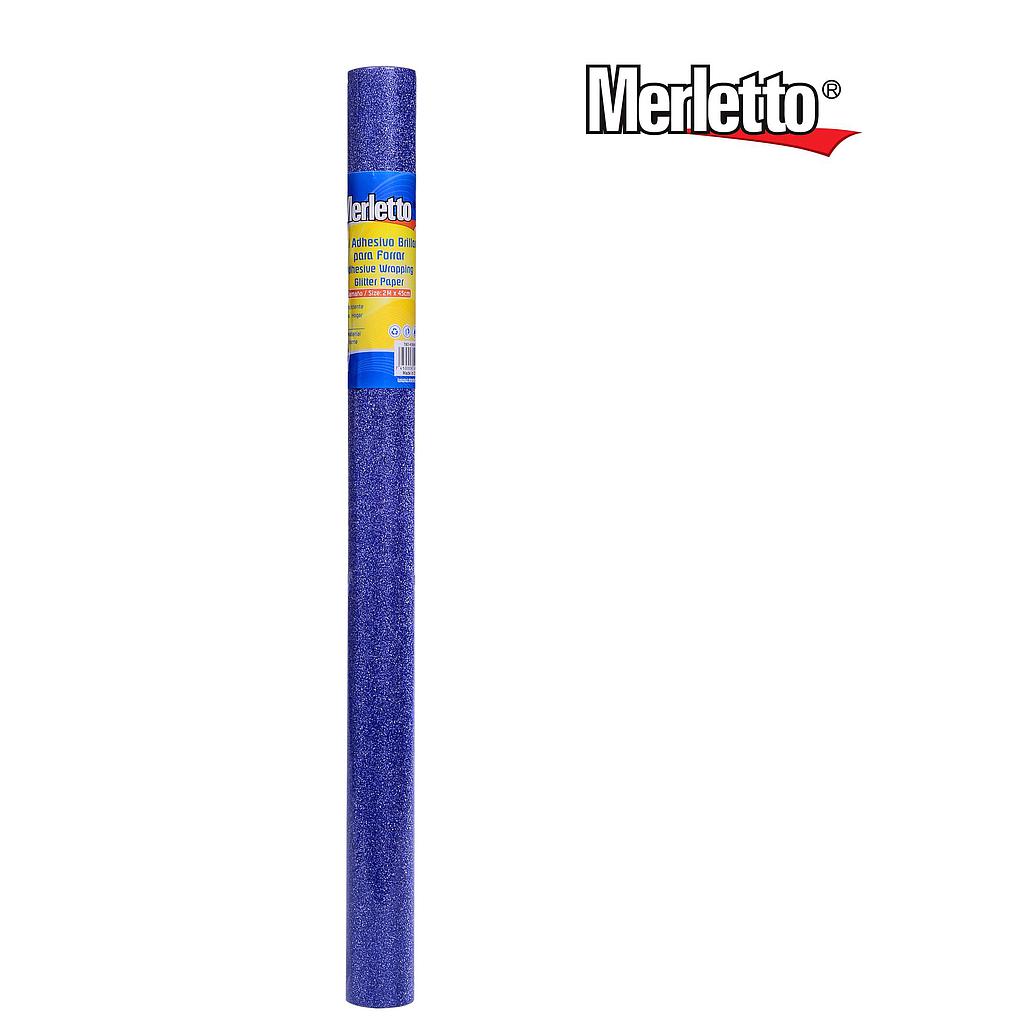 PAPEL ADHESIVO MERLETTO AZUL GLITTER 0.45 X 2 METROS