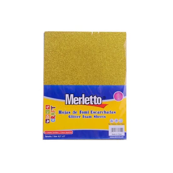 GOMA EVA GLITTER MERLETTO A4 X 10 SURTIDOS