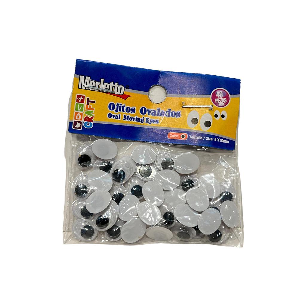 OJITOS MOVILES MERLETTO OVAL 10MM X 40 UNIDADES