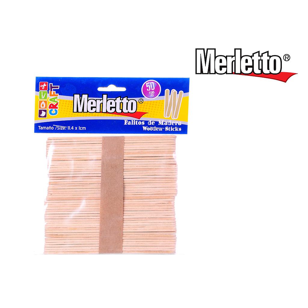 PALITOS DE HELADO MERLETTO NATURAL FINO 11.4 X 1CM. X 50