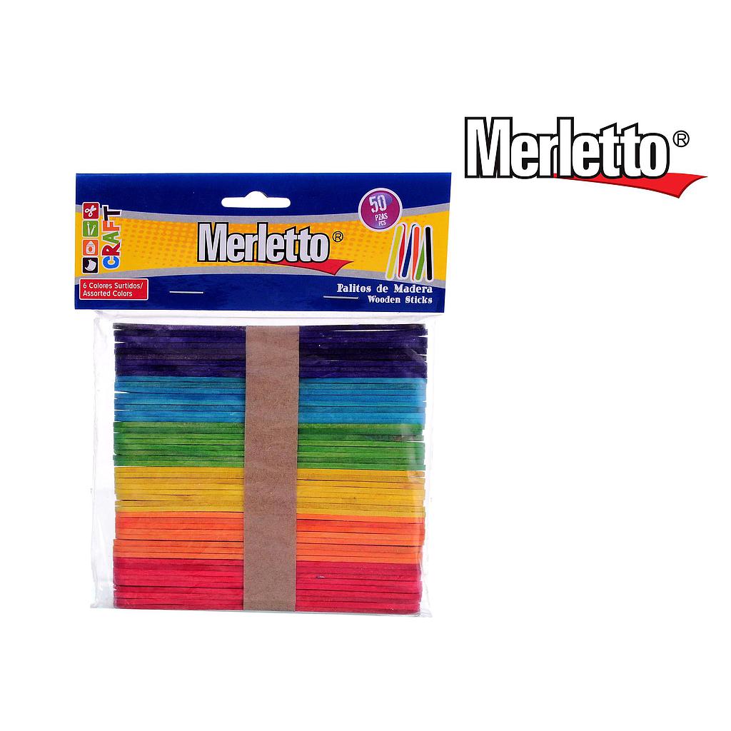 PALITOS DE HELADO MERLETTO COLOR FINO X 50