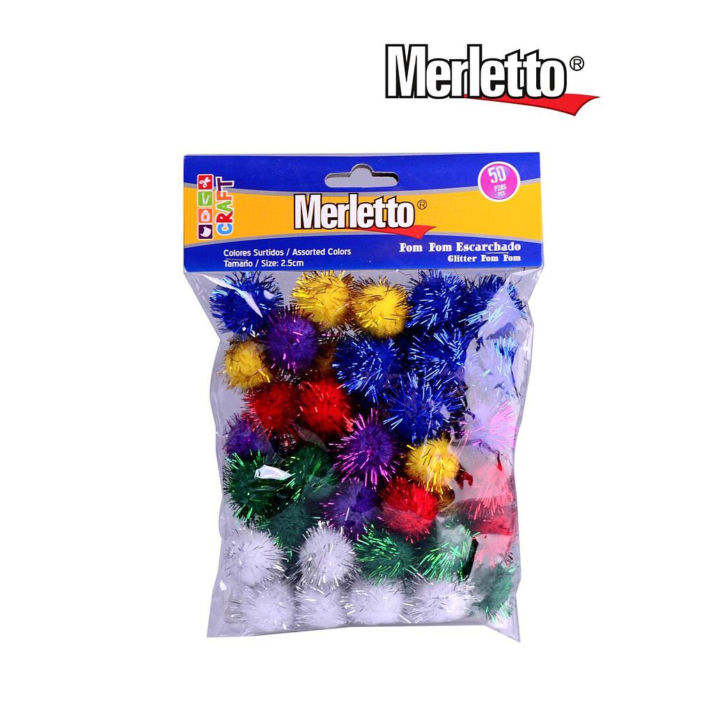 POM POM MERLETTO METALIZADOS 2.5CM. X 50 UNIDADES