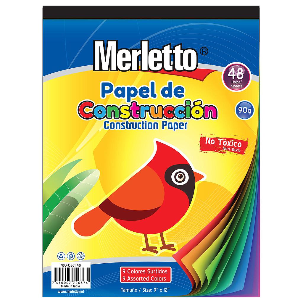 BLOCK PAPEL CONSTRUCCION MERLETTO A4 X 48 HOJAS