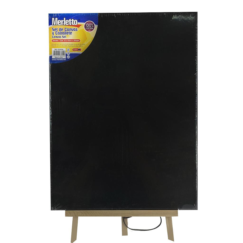 BASTIDOR NEGRO + ATRIL 30 X 40CM. MERLETTO