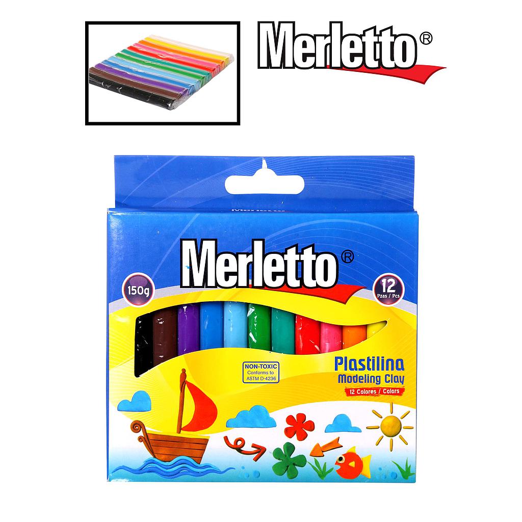 PLASTICINA MERLETTO X 12 COLORES