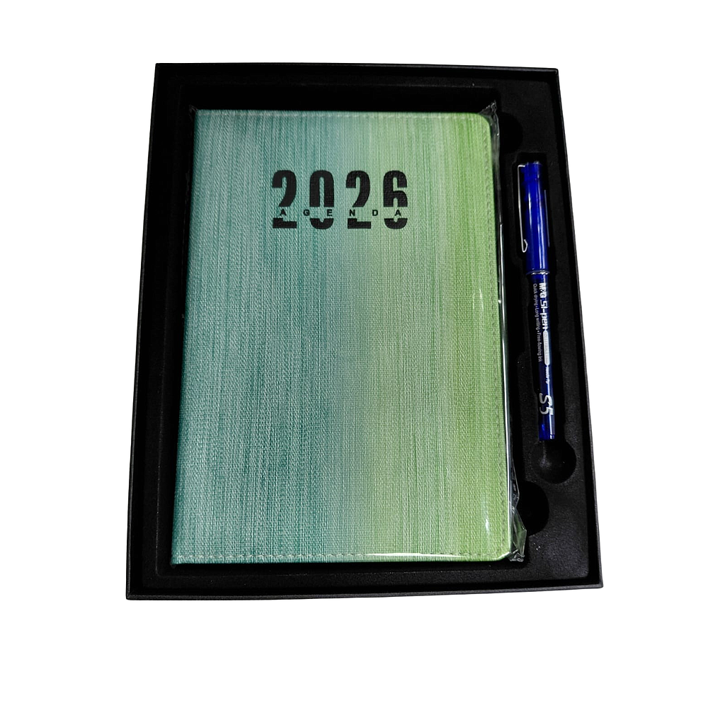 AGENDA ARTEIDEA DIA X HOJA 15x21 + LAPICERA M&amp;G 0.5 EN CAJA PARA REGALO