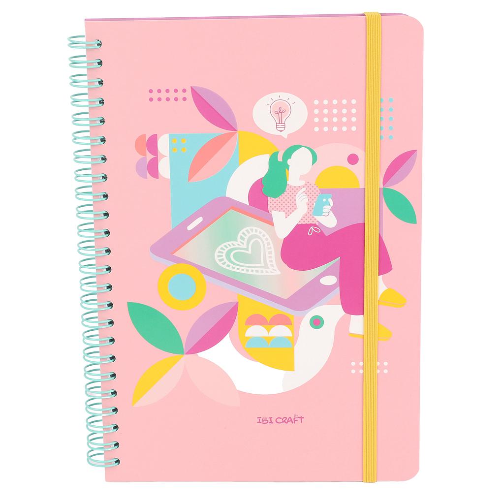 CUADERNO IBI CRAFT PINK WOMAN 150 HOJAS 17 X 22CM.
