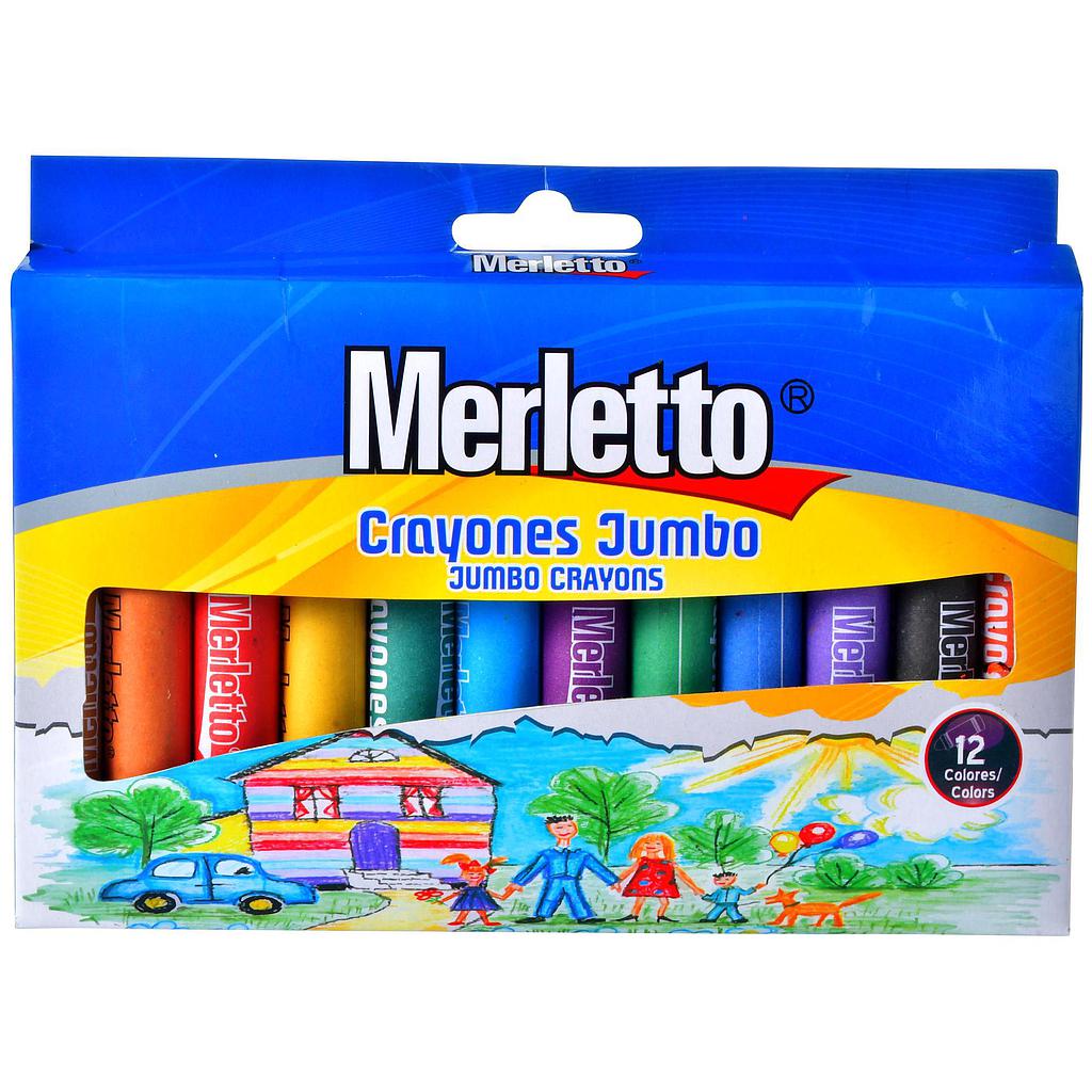 CRAYOLAS MERLETTO GRUESAS JUMBO X 12 COLORES