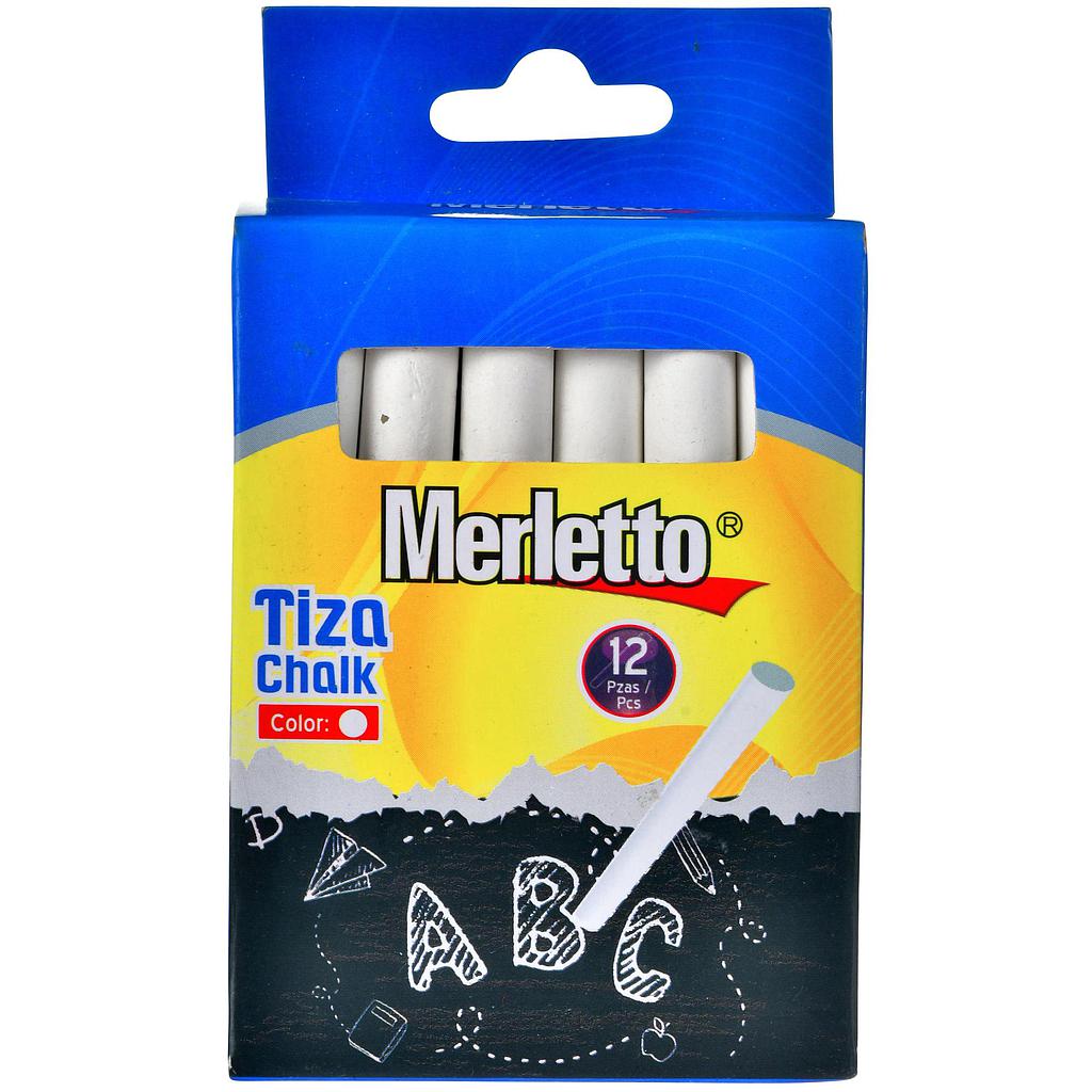 TIZA BLANCA MERLETTO CAJA X 12