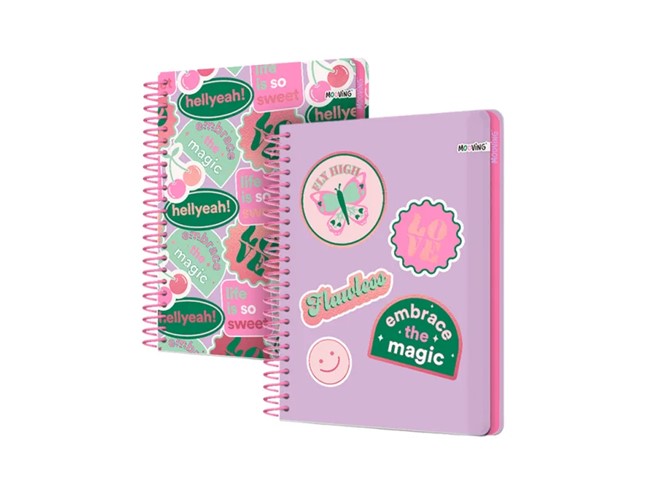 CUADERNO MOOVING PINK TAPA DURA 14 X 21 CM. 96 HOJAS