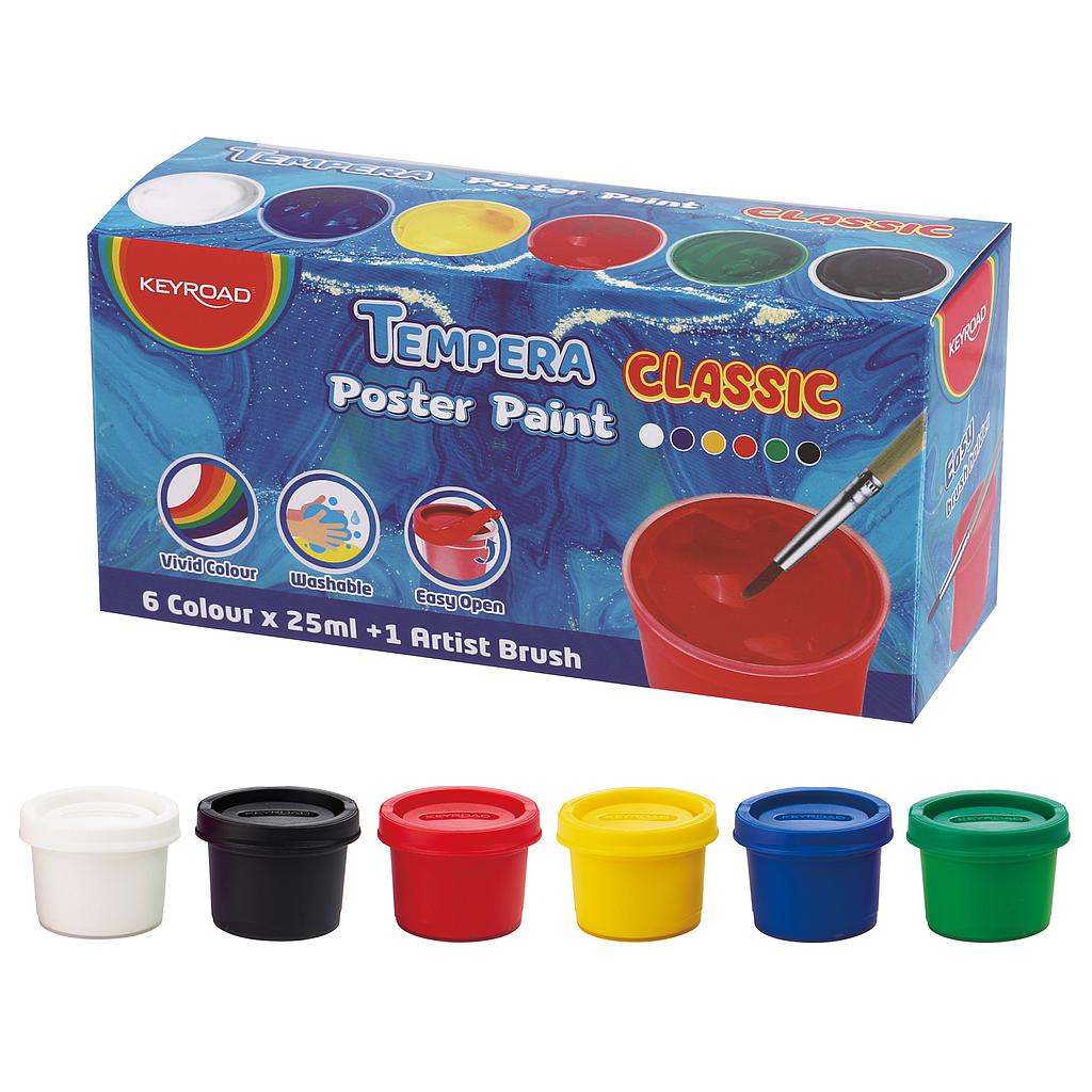 TEMPERA KEYROAD 25ML. X 6 COLORES