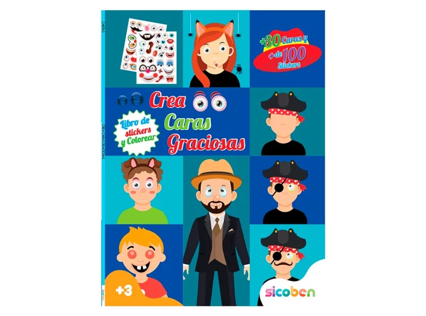 LIBRO DE ACTIVIDADES SICOBEN STICKERS CARITAS GRACIOSAS