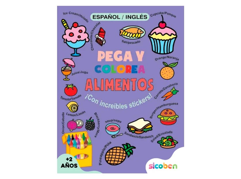 LIBRO DE ACTIVIDADES SICOBEN PEGEA Y COLOREA ALIMENTOS