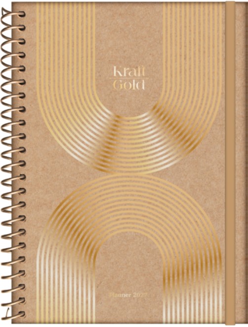 AGENDA JANDAIA KRAFT GOLD SEMANAL CON ESPIRAL 17x24 CM.